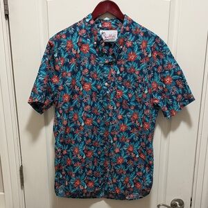 chubbies Teal & Coral Floral Short-Sleeve Button-Down Shirt
